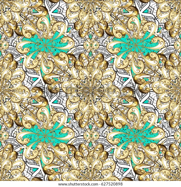 Traditional Classic Vector Golden Pattern Blue Stock Vector (Royalty ...