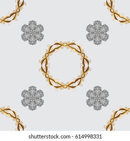 Traditional classic vector golden seamless pattern. Gray background with golden elements. Seamless oriental ornament in the style of baroque.