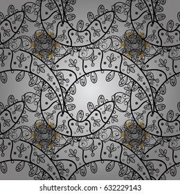 Traditional classic vector golden seamless pattern. Gray background with golden elements. Seamless oriental ornament in the style of baroque.