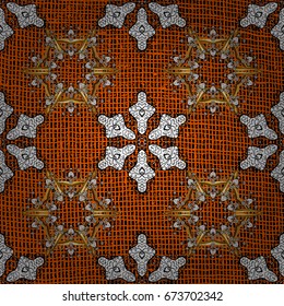 Traditional classic vector white pattern. Orange and white background with white elements. Oriental ornament in the style of baroque.