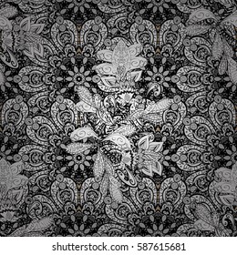 Traditional classic white pattern. Golden pattern on background with white elements. Vector oriental ornament. Seamless oriental ornament in the style of baroque.