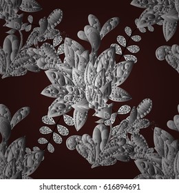 Traditional classic white vector pattern on brown background with white elements. Seamless oriental ornament in the style of baroque.
