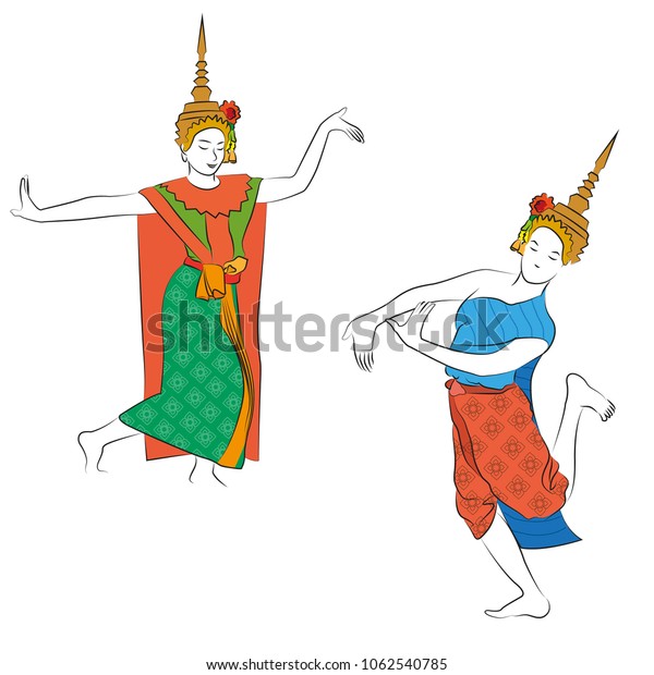 Traditional Classical Thai Dancing Woman Stock Vector (Royalty Free ... Traditional Thai Dancing