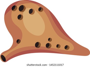 Traditional clay musical instrument. Vector illustration on white background.