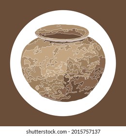 Traditional clay pot earthen ware vector illustration with water color texture 