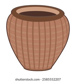 Traditional clay pot illustration, rustic pottery design, handmade earthenware container artwork