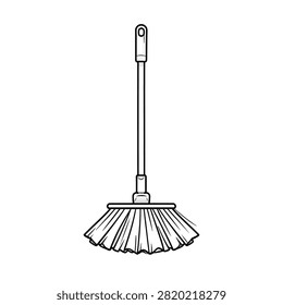A traditional cleaning mop with a long handle and cotton head, ideal for floor cleaning and household chores.