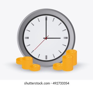 Traditional clock and coins design