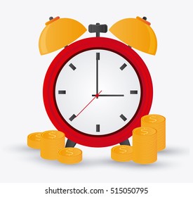 Traditional clock and coins design