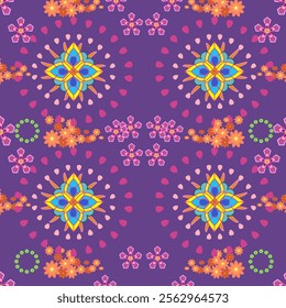  Traditional  cloth pattern clothing Thai ethnic sarong pattern Seamless Vector format using geometric shapes arranged into various shapes such as flowers, stars