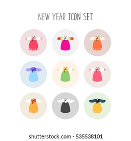 traditional clothes icon set