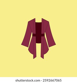 Traditional clothes Kebaya vector illustration on yellow background. Woman outfit