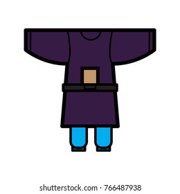 traditional clothes korean icon flat color