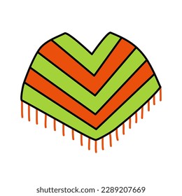 Traditional clothes of Mexico poncho or serape, doodle style vector