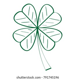 Traditional clover outline on a white background, Vector illustration