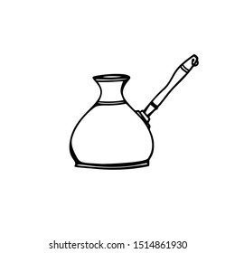Traditional coffee maker. Hand drawn element. Sketch style. Line art. Vector illustration. Isolated on white background.