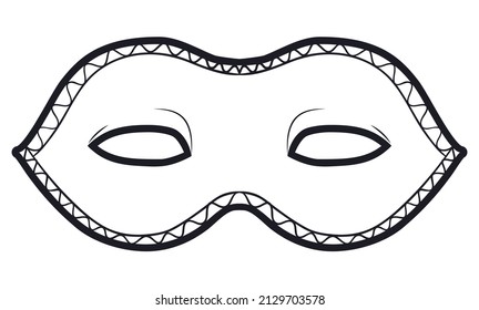 Traditional Colombina mask design for Venetian Carnival in outlines to color it.