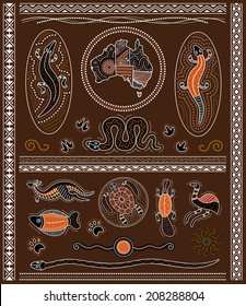 Traditional colorful aboriginal / australian vector design elements