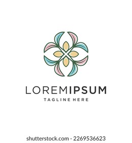 Traditional colorful creative floral pattern can be used for logos for cosmetics, weaving factories, and many more