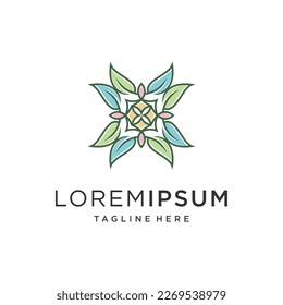 
El patrón tradicional de hojas creativas coloreadas se puede utilizar para el logotipo cosmético, la fábrica de tejido y muchas más