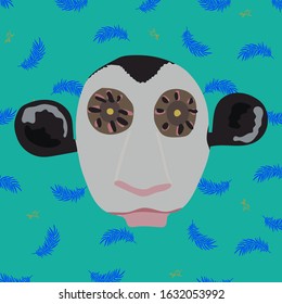 Traditional colorful Guatemalan masks with pattern background in light blue