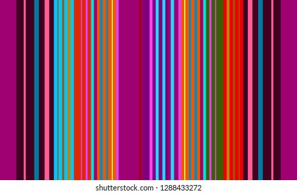 Traditional Colorful Mexican Sarape, Striped Multicolor Background