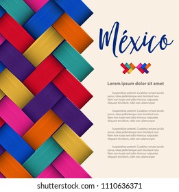 Traditional Colorful Mexican Vectorized Palm Weaving Composition – Copy Space