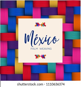 Traditional Colorful Mexican Vectorized Palm Weaving Composition – Copy Space