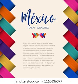 Traditional Colorful Mexican Vectorized Palm Weaving Composition – Copy Space