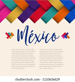 Traditional Colorful Mexican Vectorized Palm Weaving Composition – Copy Space