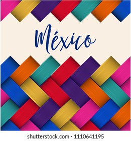 Traditional Colorful Mexican Vectorized Palm Weaving Composition – Copy Space