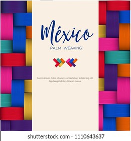 Traditional Colorful Mexican Vectorized Palm Weaving Composition – Copy Space