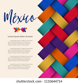 Traditional Colorful Mexican Vectorized Palm Weaving Composition – Copy Space