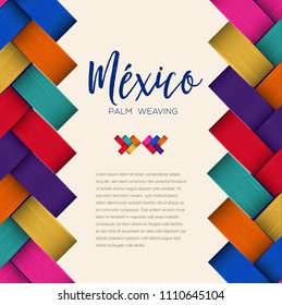 Traditional Colorful Mexican Vectorized Palm Weaving Composition – Copy Space