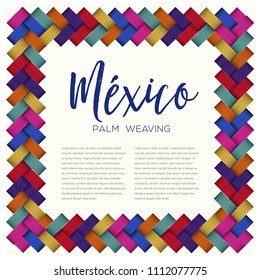 Traditional Colorful Mexican Vectorized Palm Weaving Composition – Copy Space