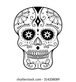 Traditional colorful sugar skull art vector illustration
