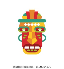 Traditional colorful tribal ritual mask vector Illustration on a white background