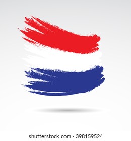 Traditional colors and flag of Netherlands, Holland. Vector art.