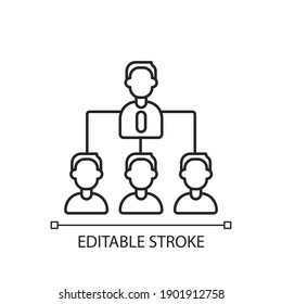 Traditional company structure linear icon. Hierarchy in business. Traditional organization. Thin line customizable illustration. Contour symbol. Vector isolated outline drawing. Editable stroke