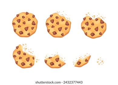 Traditional cookies with chocolate crisps. Homemade choco chip cookies. Vector illustration