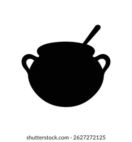 Traditional cooking clay pot silhouette, rustic kitchenware design, perfect for food, village, or cultural themes.