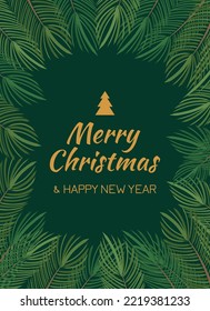 Traditional Corporate Holiday cards with Christmas tree. Merry Christmas and Happy New Year.