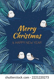 Traditional Corporate Holiday cards with Christmas tree. Merry Christmas and Happy New Year.