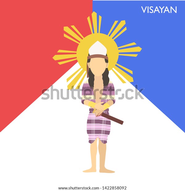Traditional Costume Native Visayan Visaya Philippines Stock Vector Royalty Free 1422858092