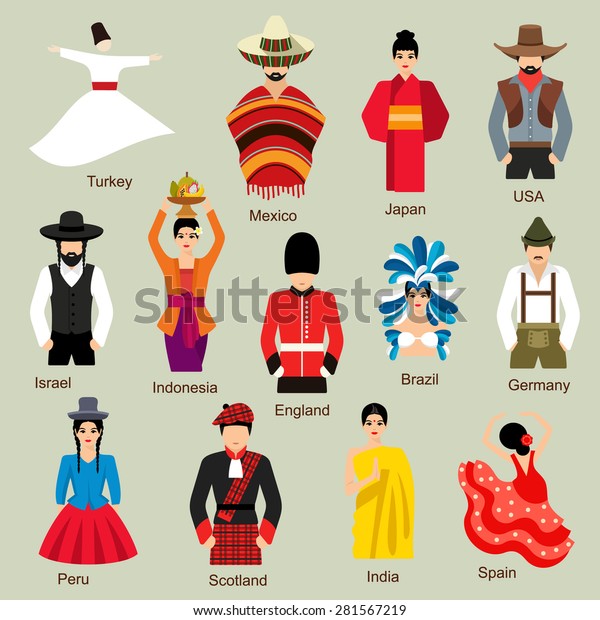 Traditional Costumes Stock Vector (Royalty Free) 281567219