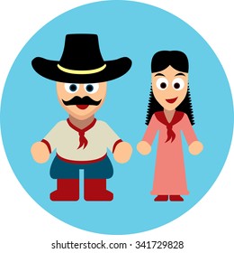 Traditional costumes of Argentines and North Americans