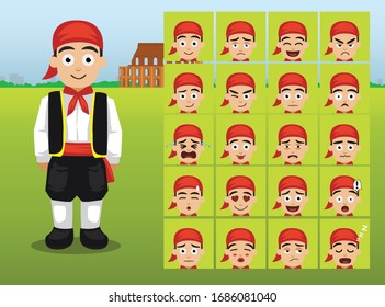 Traditional Costumes Italian Boy Cartoon Emotions Faces-01