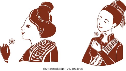 Traditional costumes of Lao women_logo vector