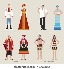 Traditional costumes of the world vector design