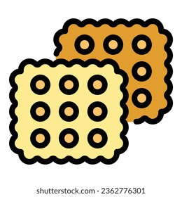 Traditional cracker icon outline vector. Food cookie. Cake shape color flat